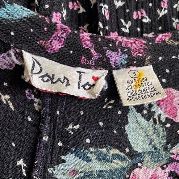 Vintage 90s flowy floral whimsigoth black maxi dress - Picture 4 of 7